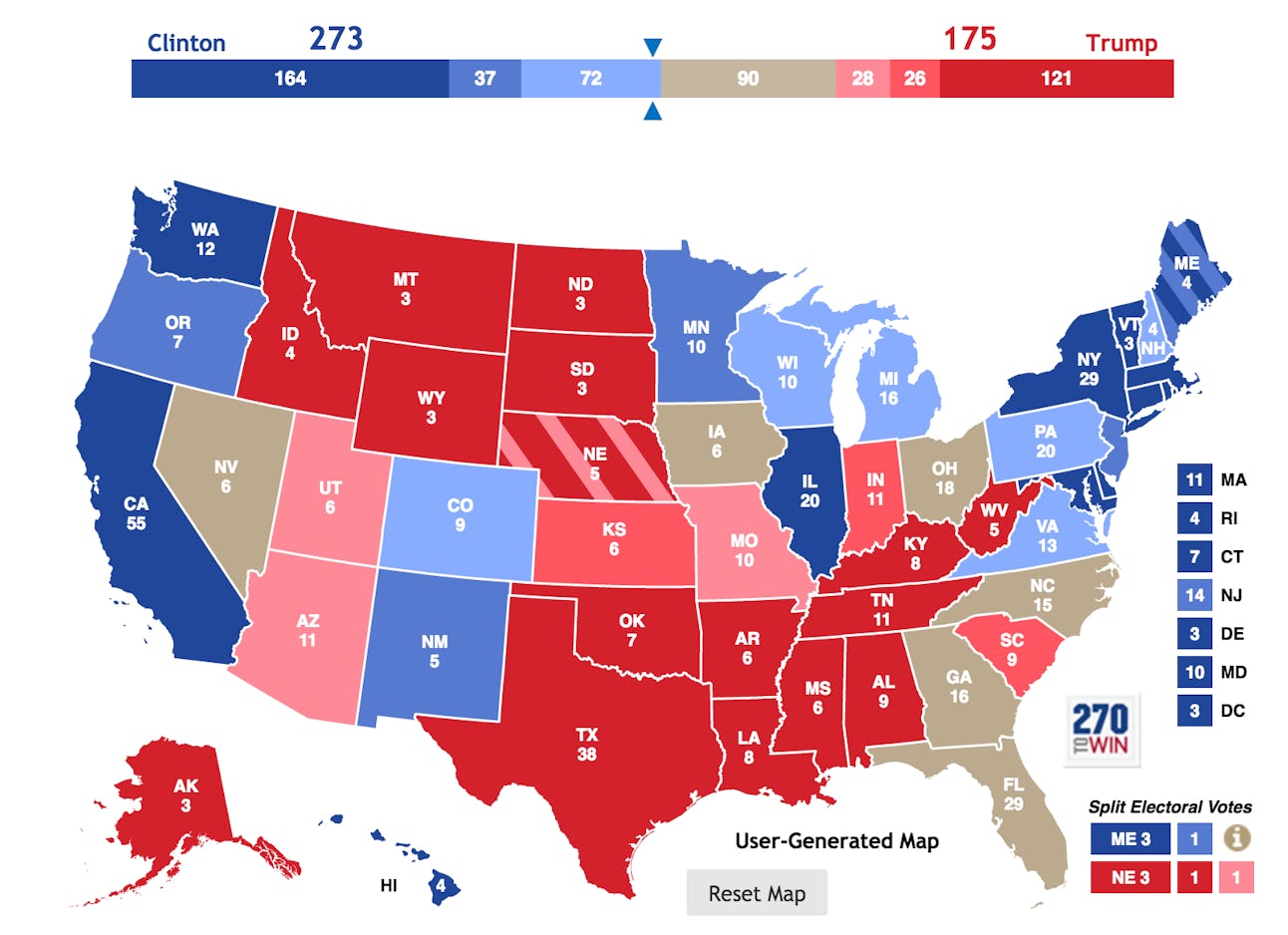 Election map 2016: Here's who's winning key states, according to the ...