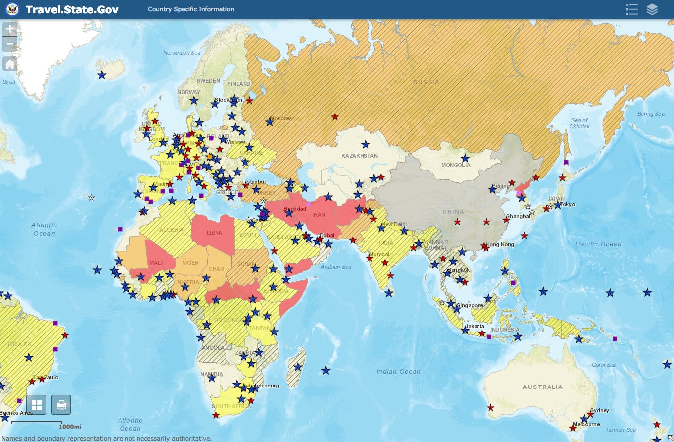 The State Department has a new travel advisory system for ranking