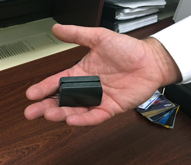Here's what a credit or ATM card skimmer looks like — and the one trick