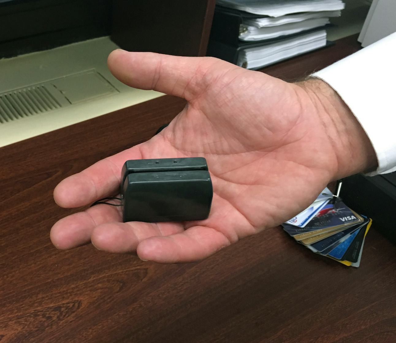 Here's what a credit or ATM card skimmer looks like — and the one trick
